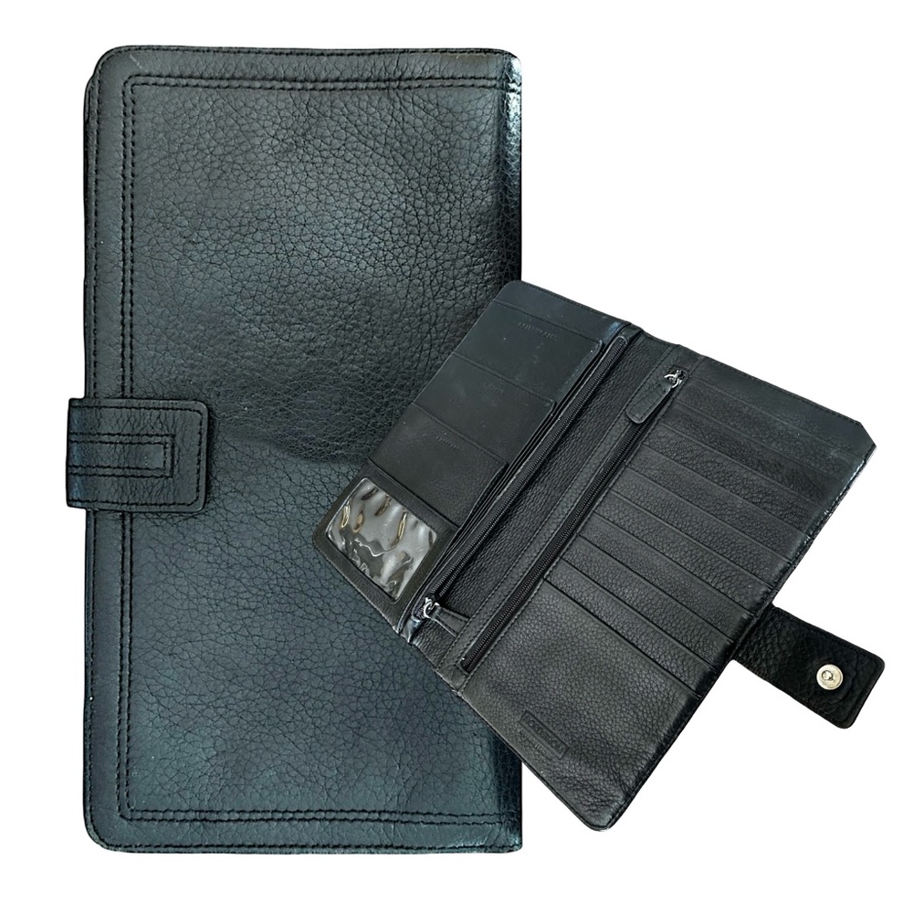 NORDSTROM Black Leather Travel Document Holder Wallet 4.5”x 8.5”